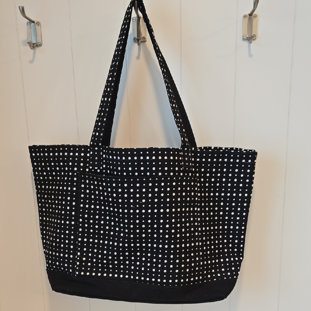 Thirty-One Black and White Dot Large Tote